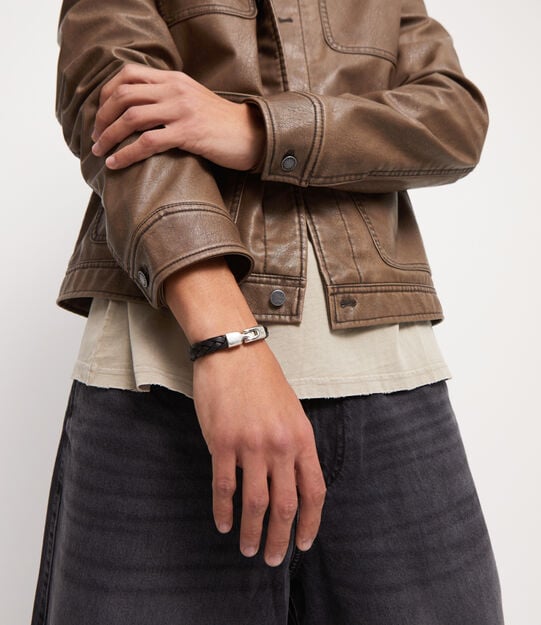 Braided bracelet with clasp, Silver, large